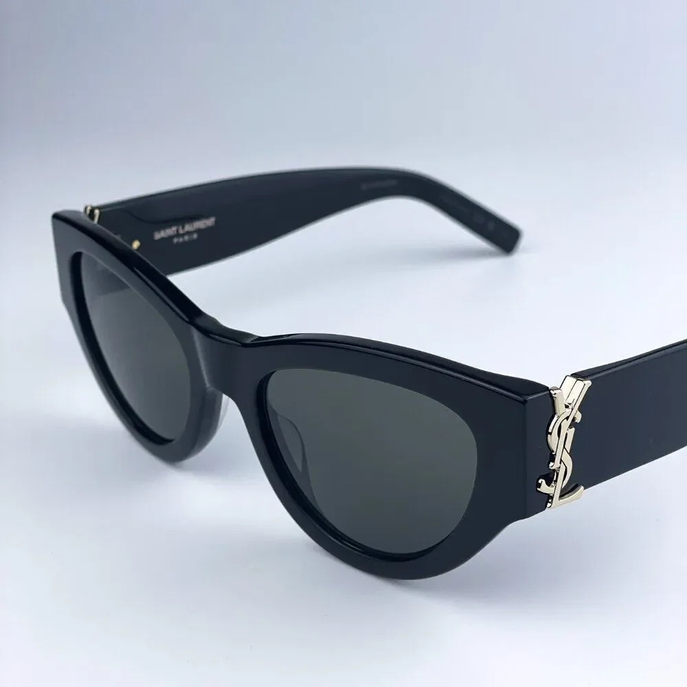 NEW Saint Laurent SLM94 001 Black Grey Cat Eye Women Sunglasses - Picture 6 of 17